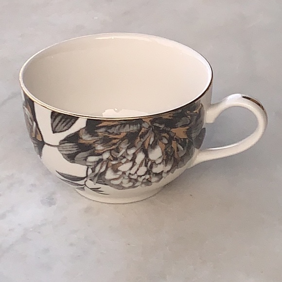 GRACES TEAWARE CUP SAUCER SET PEONY BLACK METALLIC GOLD FLORAL NEW PORCELAIN - Picture 12 of 13